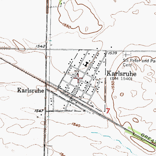 Topographic Map of Karlsruhe Fire Station, ND
