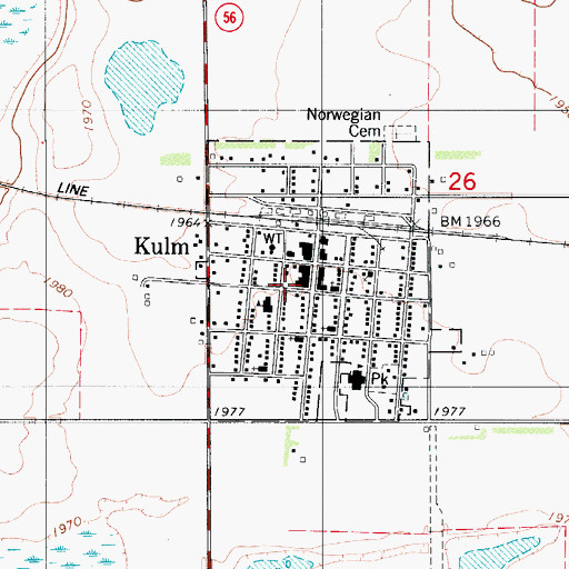 Topographic Map of Kulm Fire Department, ND