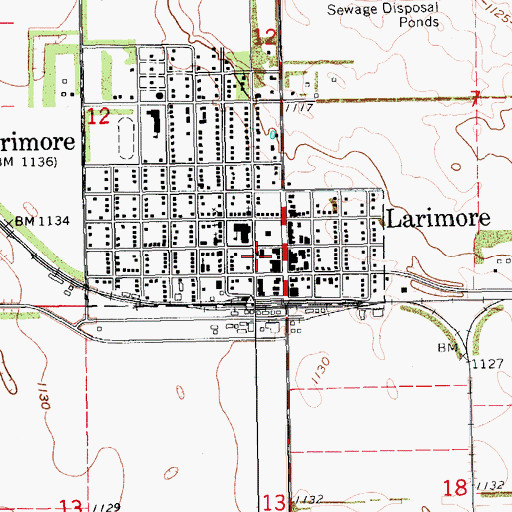 Topographic Map of Larimore Fire Department, ND