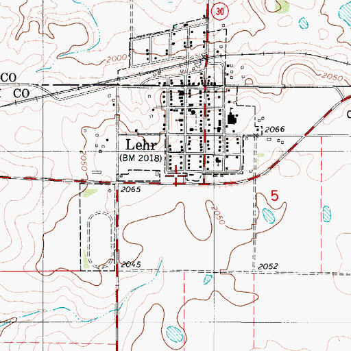 Topographic Map of Lehr Volunteer Fire Department, ND
