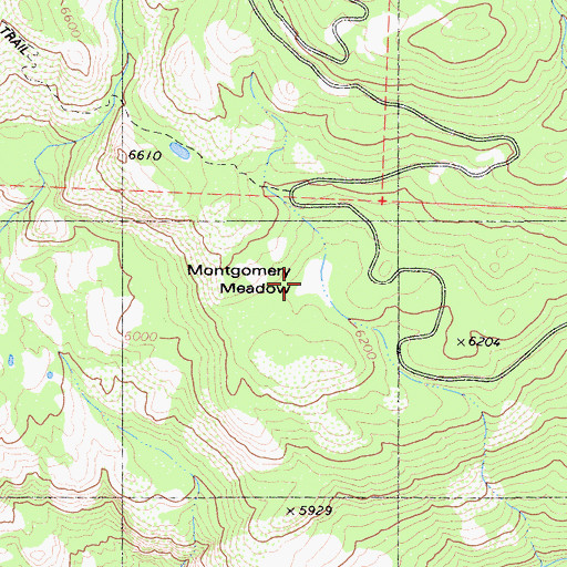 Topographic Map of Montgomery Meadow, CA