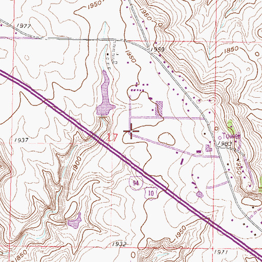 Topographic Map of Mandan Rural Fire Department, ND