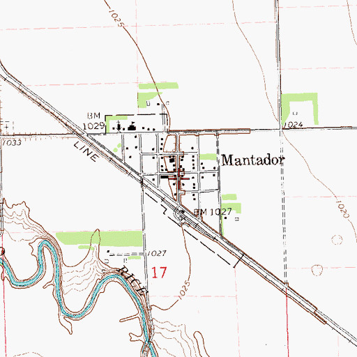 Topographic Map of Mantador Fire Protection District, ND