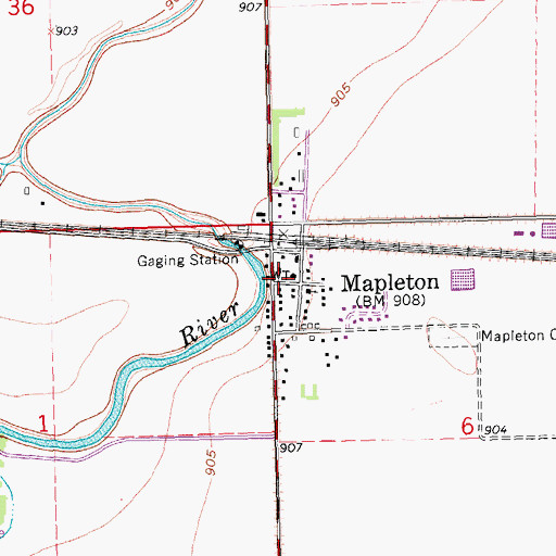 Topographic Map of Mapleton Volunteer Fire Station, ND