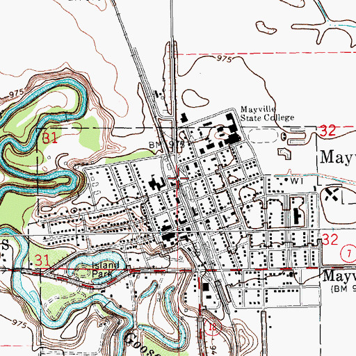 Topographic Map of Mayville Fire Department, ND