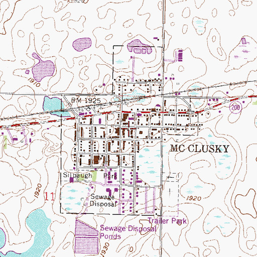 Topographic Map of McClusky Fire Department, ND