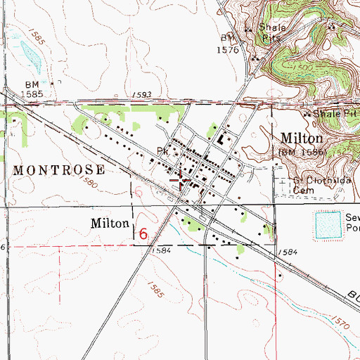 Topographic Map of Milton Rural Fire Protection District Station, ND