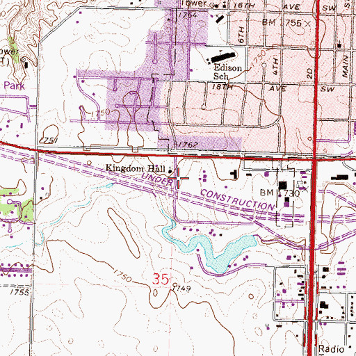 Topographic Map of Minot Fire Station 1, ND