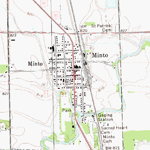 Topographic Map of Minto Fire Department, ND