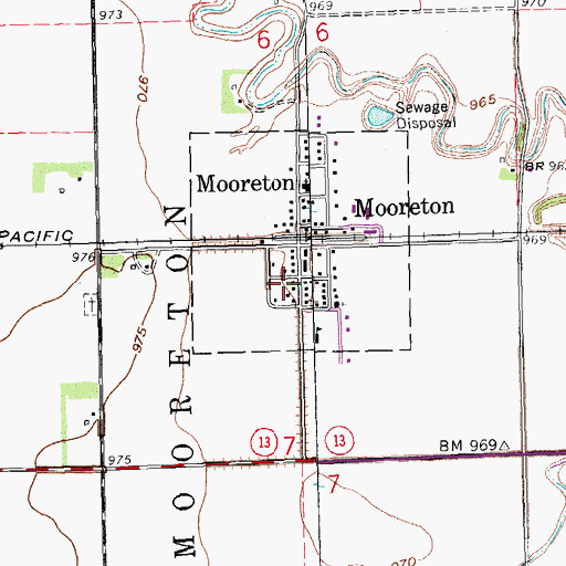 Topographic Map of Mooreton Fire Department, ND