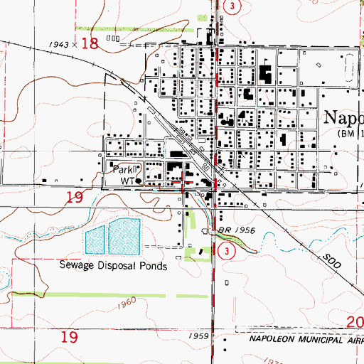 Topographic Map of Napoleon Fire Station, ND