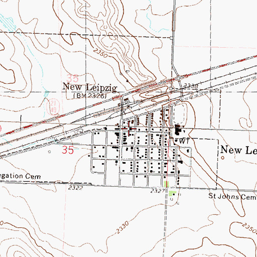 Topographic Map of New Leipzig Fire District, ND