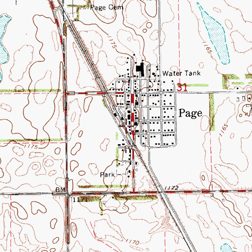 Topographic Map of Page Fire Protection District, ND