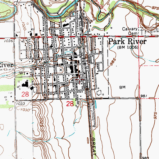 Topographic Map of Park River Fire Department, ND