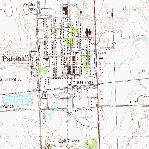 Topographic Map of Parshall Fire Department, ND