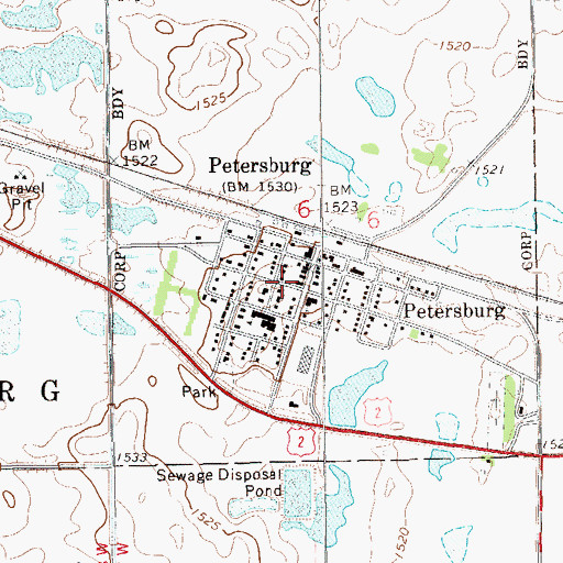 Topographic Map of Petersburg Fire Protection District, ND