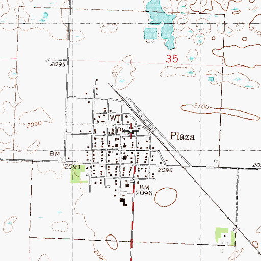 Topographic Map of Plaza Fire Department, ND