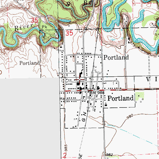Topographic Map of Portland Rural Fire District, ND