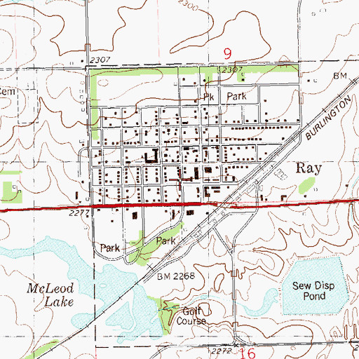 Topographic Map of Ray Fire Protection District Station, ND