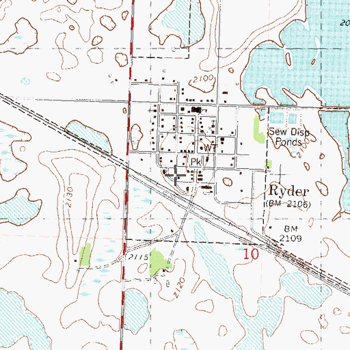 Topographic Map of Ryder Fire Department, ND