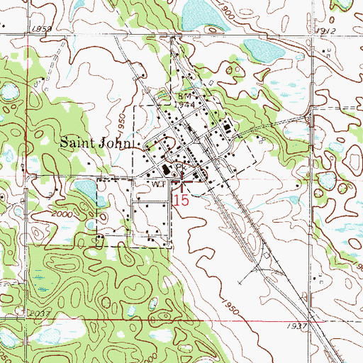 Topographic Map of Saint John Fire Station, ND