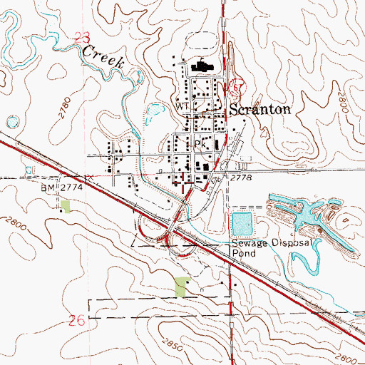 Topographic Map of Scranton Fire Protection District Station, ND