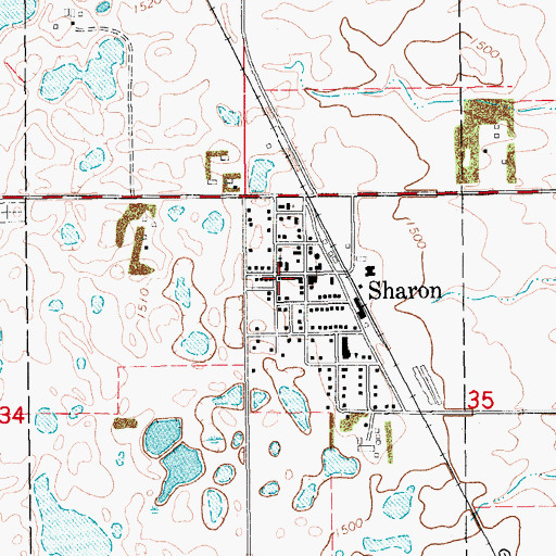 Topographic Map of Sharon Fire Department, ND
