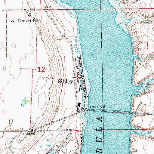 Topographic Map of Sibley Fire Department, ND