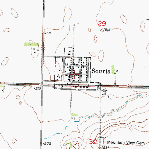 Topographic Map of Souris Fire Department, ND