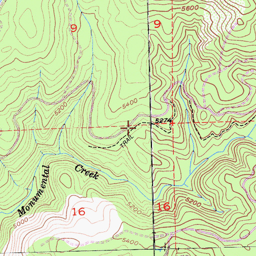 Topographic Map of Monumental Creek Trail, CA