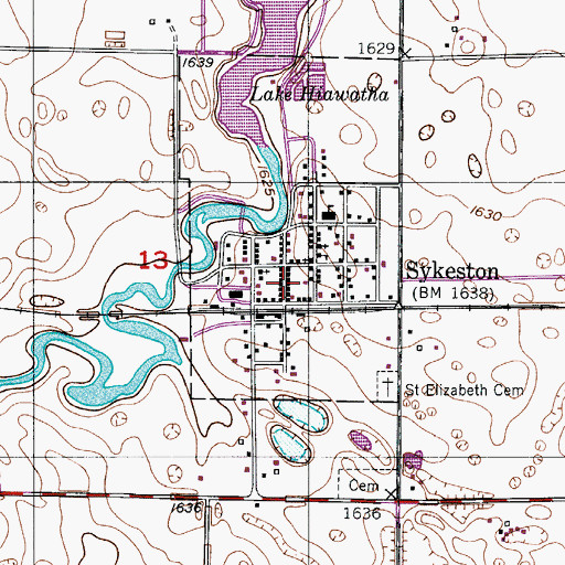Topographic Map of Sykeston Fire Protection District, ND