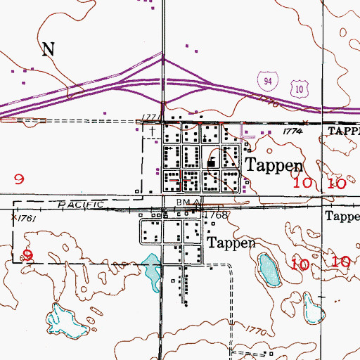 Topographic Map of Tappen Fire Department, ND