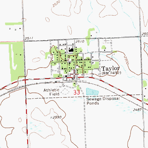 Topographic Map of Taylor Fire Protection District, ND