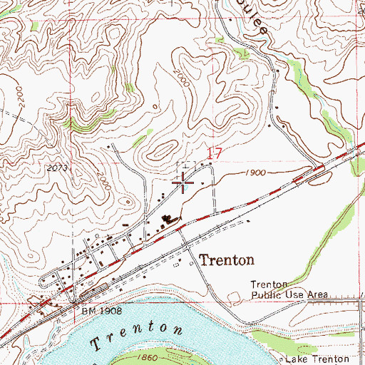 Topographic Map of Trenton Fire Station, ND
