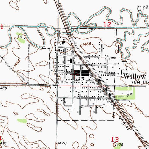 Topographic Map of Willow City Rural Fire Protection District, ND