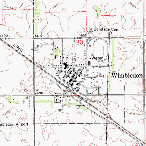 Topographic Map of Wimbledon Fire Protection District Station, ND