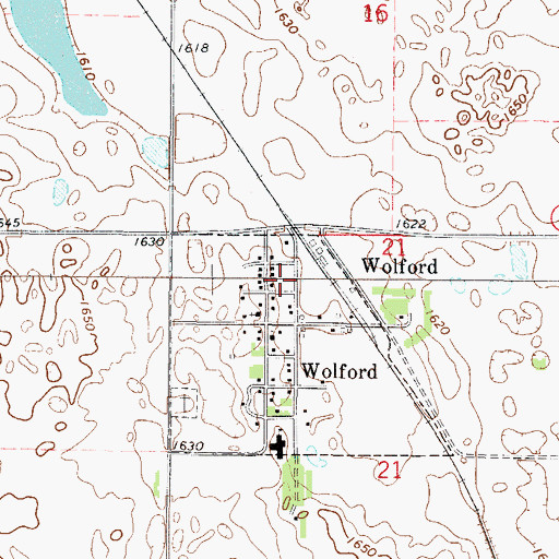 Topographic Map of Wolford Fire Protection District, ND