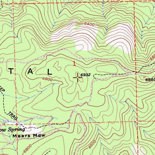 Topographic Map of Monumental Ridge, CA