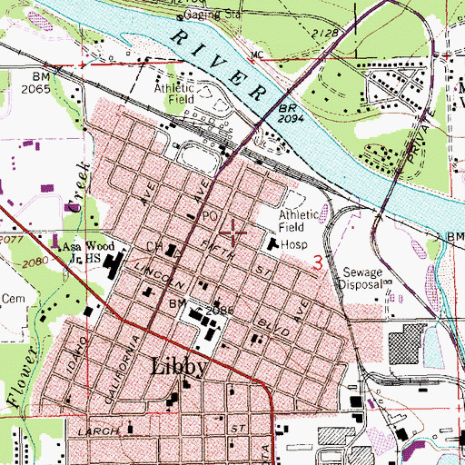 Topographic Map of Libby Volunteer Ambulance Service, MT