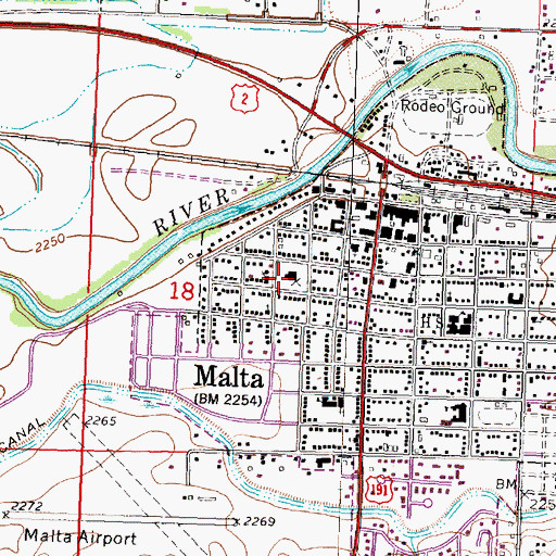 Topographic Map of Malta Ambulance, MT