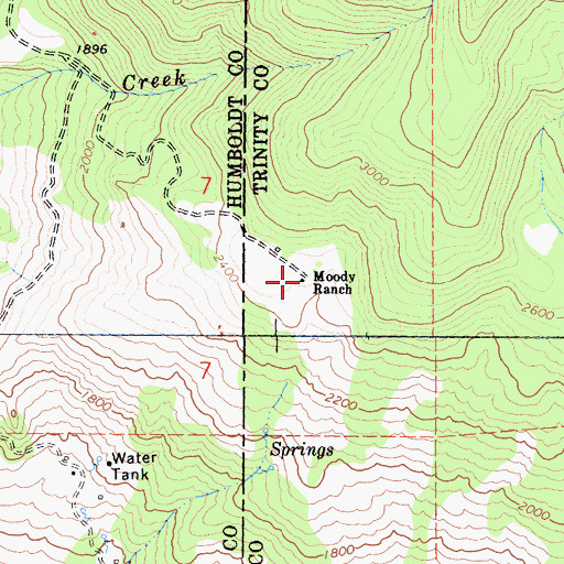 Topographic Map of Moody Ranch, CA