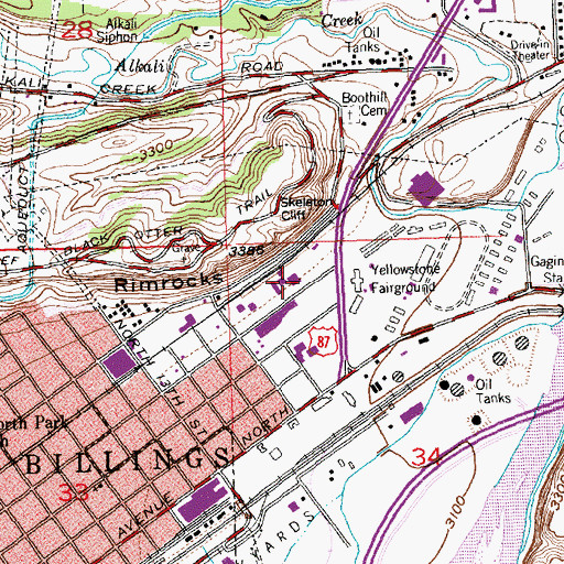 Topographic Map of American Medical Response Station 1 Headquarters, MT