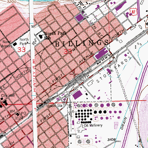 Topographic Map of American Medical Response Station Central Station, MT
