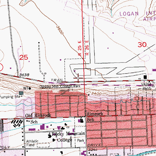 Topographic Map of Billings Clinic Medflight, MT