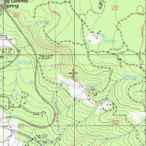 Topographic Map of Moody Spring, CA