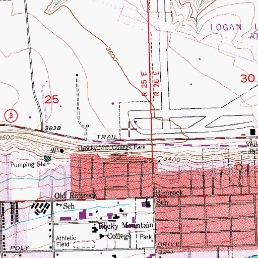 Topographic Map of Saint Vincent Healthcare Help Flight Airport Hangar, MT