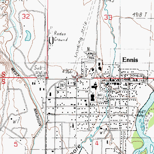 Topographic Map of Ennis Volunteer Ambulance Service, MT
