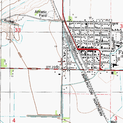 Topographic Map of Fairfield Ambulance, MT