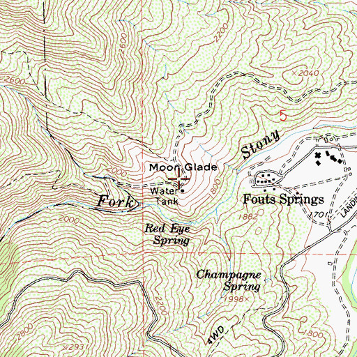 Topographic Map of Moon Glade, CA