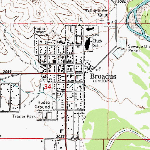 Topographic Map of Jesse Ambulance Service, MT
